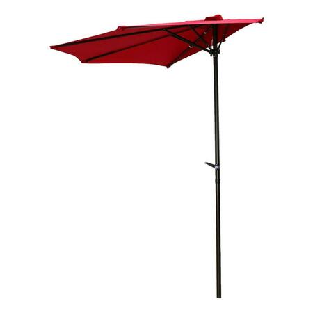INTERNATIONAL CARAVAN 9 ft. Half Round Wall Hugger Umbrella, Ruby Red YF-1147-2.7M-RR